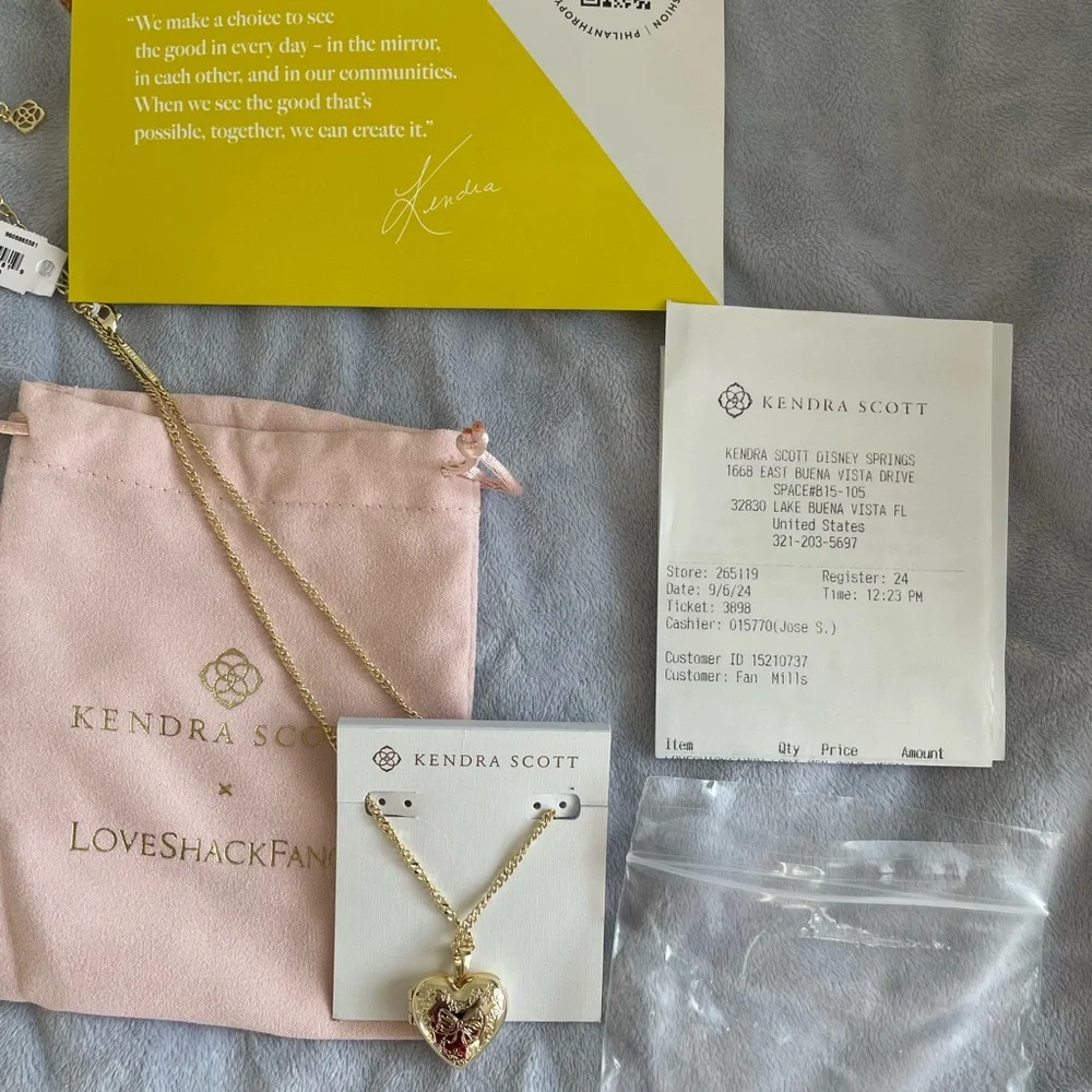 LOVESHACKFANCY KENDRA SCOTT HEART LOCKET NECKLACE Original Collaboration